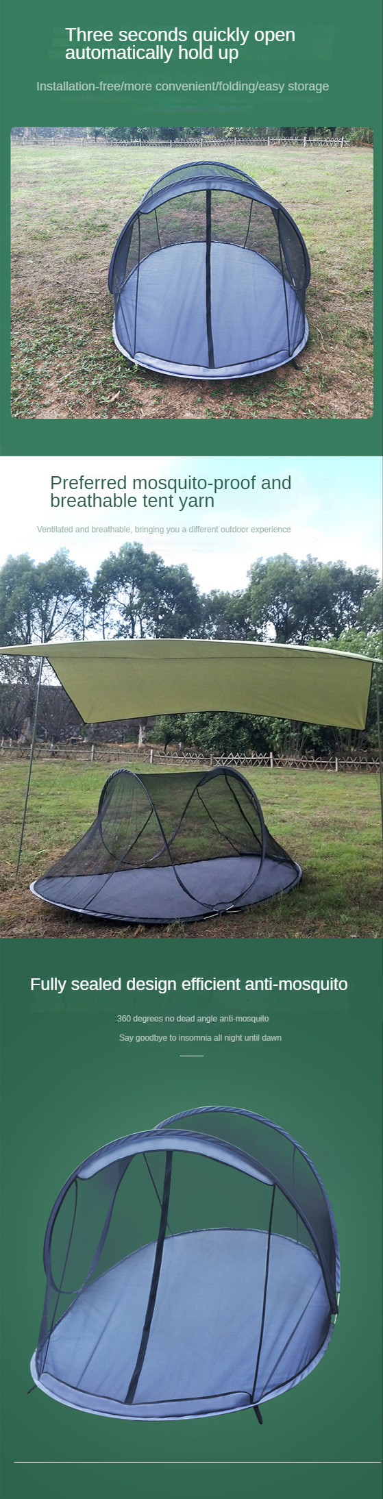 Cheap Goat Tents Outdoor Camping Anti mosquito Ultralight  Tent Fully Automatic Free to build Anti mosquito Anti insect Breathable Mesh Tent   